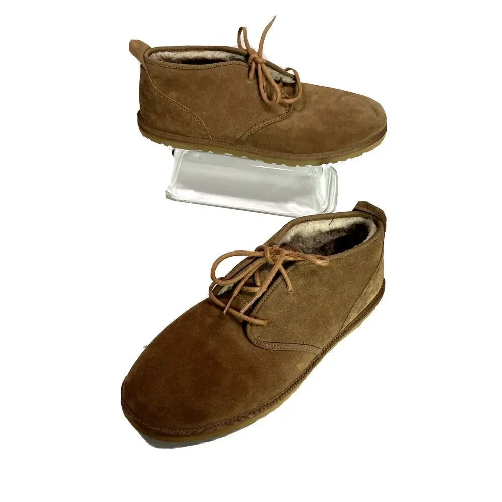 UGG Mens Tan Suede Boots Size 12 Ankle Chukka Maksim Shearling Tamarind NEW‎